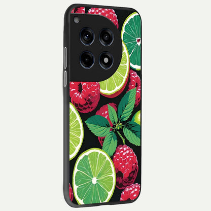  Lime and Raspberry Pattern back cover For OnePlus 12 slim fit glass case with vibrant aesthetic design