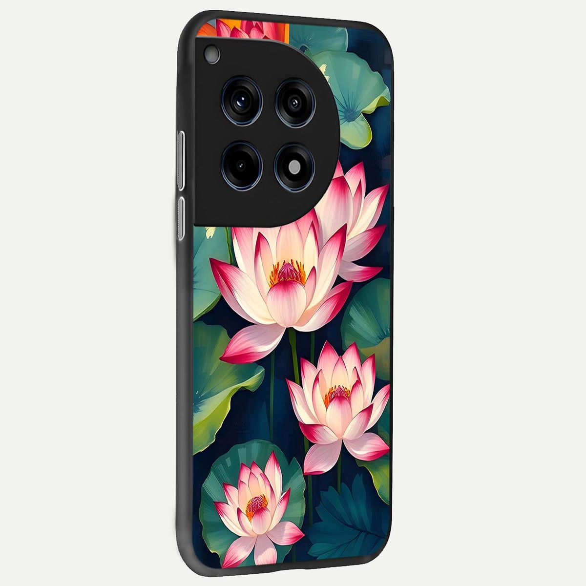  Lotus Dream Serenity back cover For OnePlus 12 slim fit glass case with vibrant aesthetic design