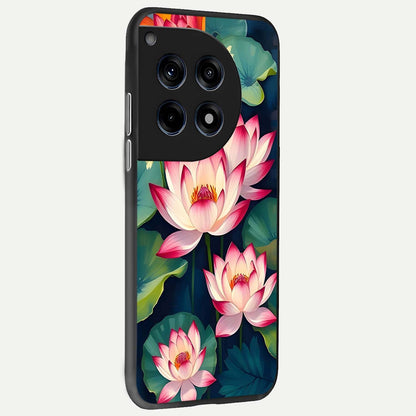  Lotus Dream Serenity back cover For OnePlus 12 slim fit glass case with vibrant aesthetic design