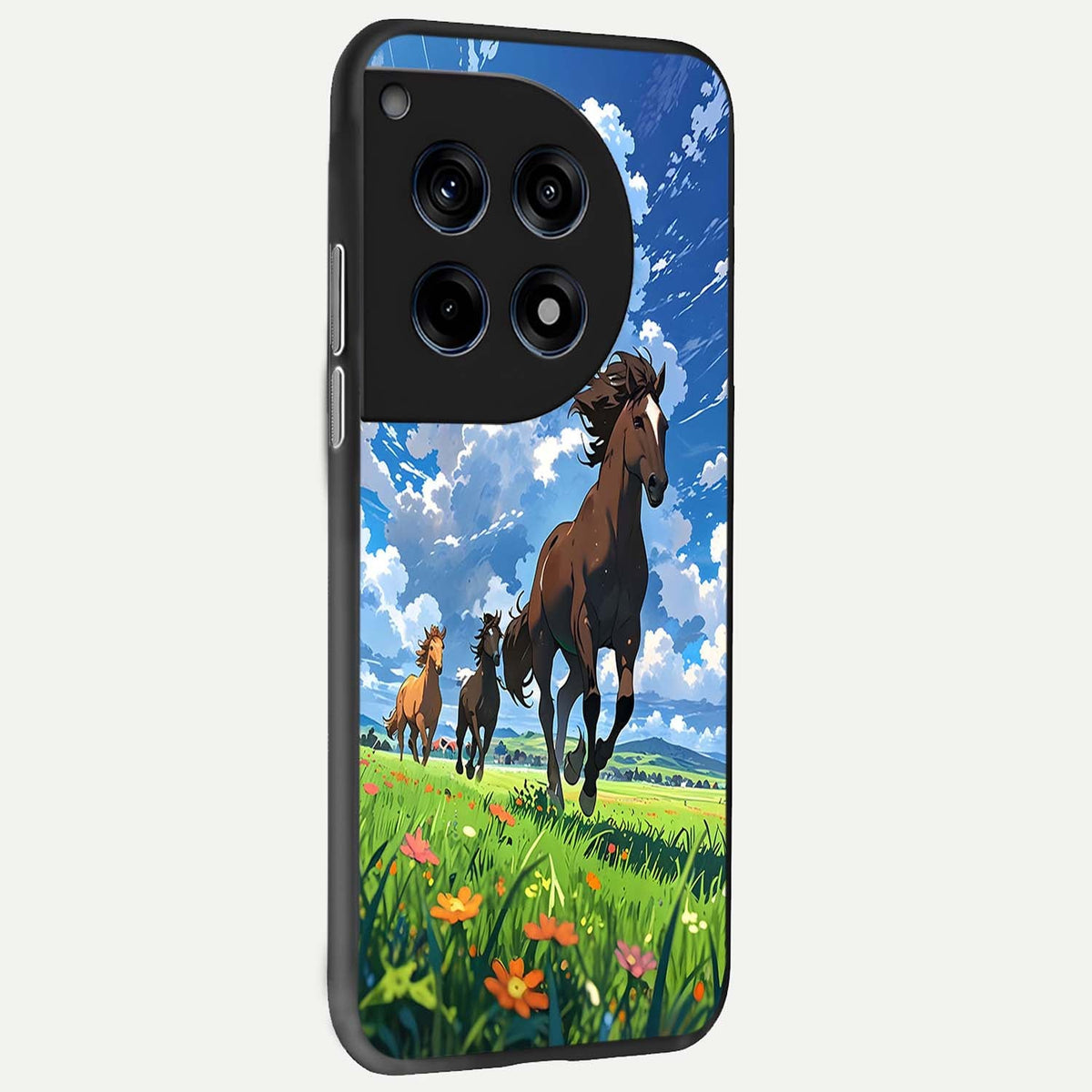  Majestic Horses Galloping back cover For OnePlus 12 slim fit glass case with vibrant aesthetic design
