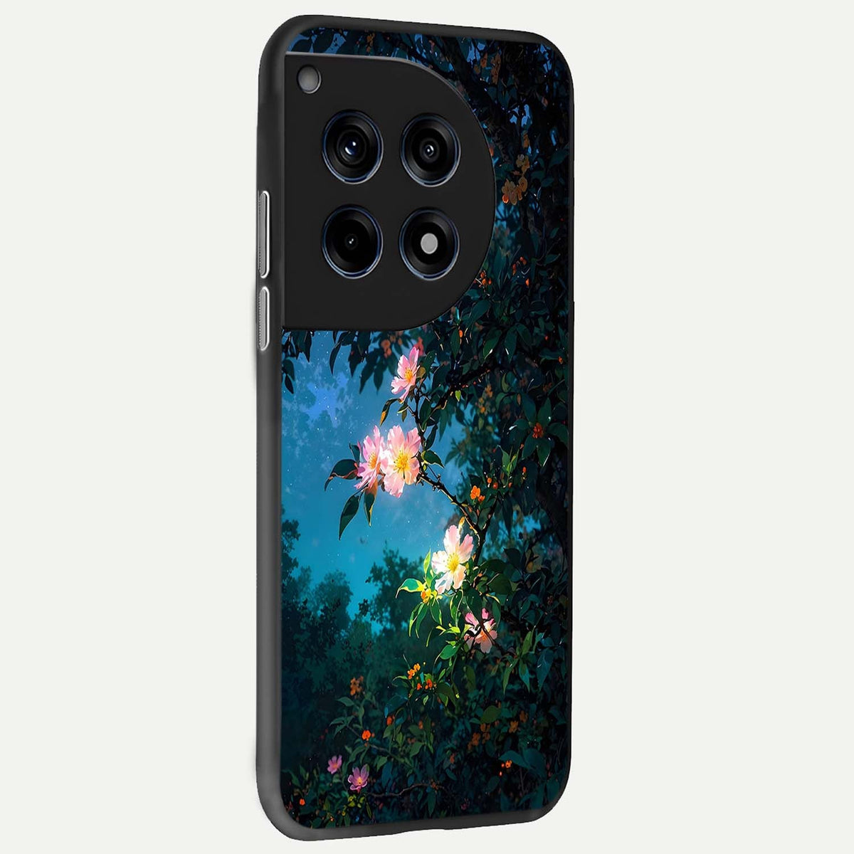  Midnight Bloom Glow back cover For OnePlus 12 slim fit glass case with vibrant aesthetic design