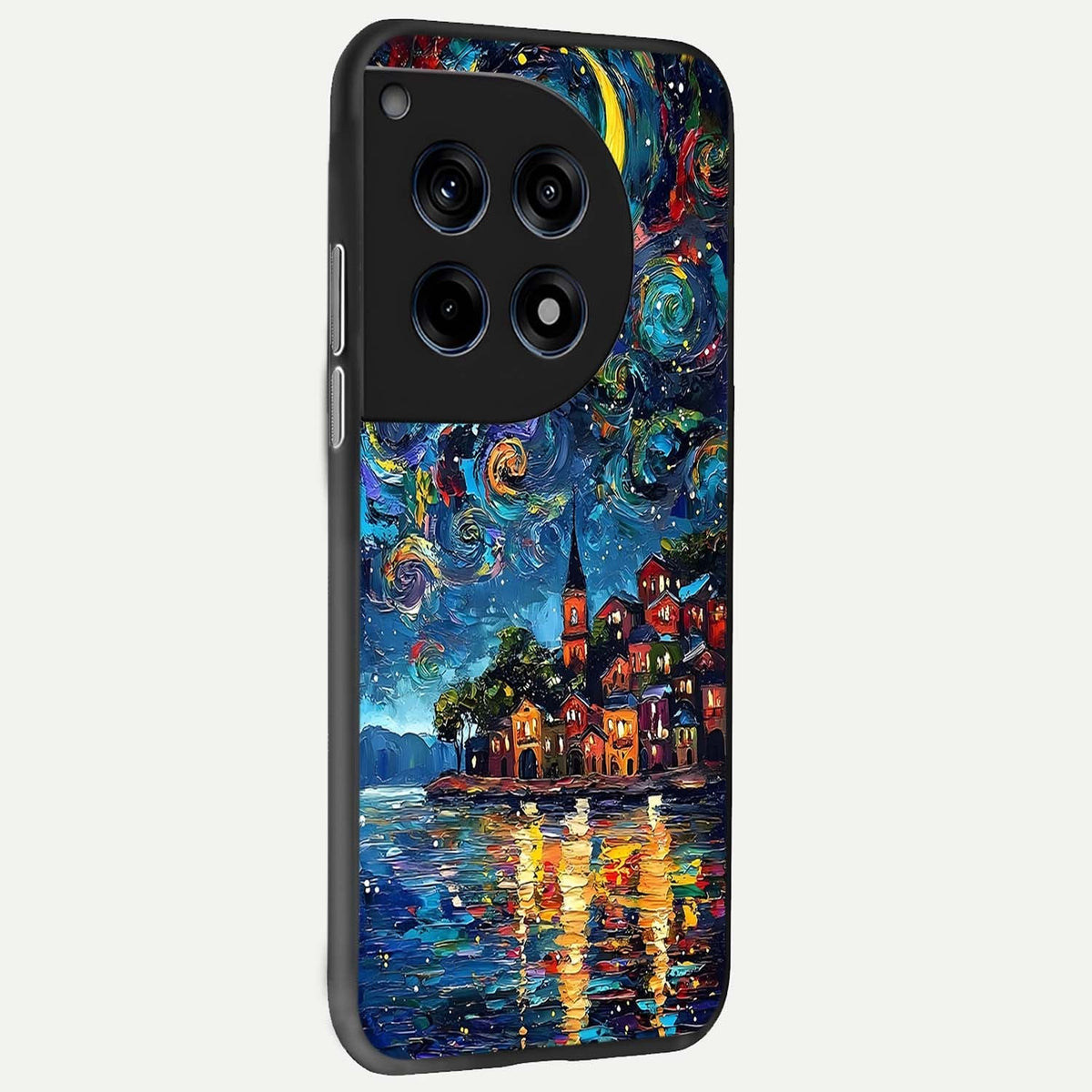  Moonlight Harbor Glow back cover For OnePlus 12 slim fit glass case with vibrant aesthetic design