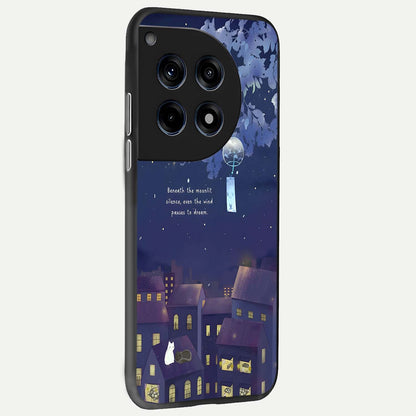  Moonlit Cat Silence back cover For OnePlus 12 slim fit glass case with vibrant aesthetic design