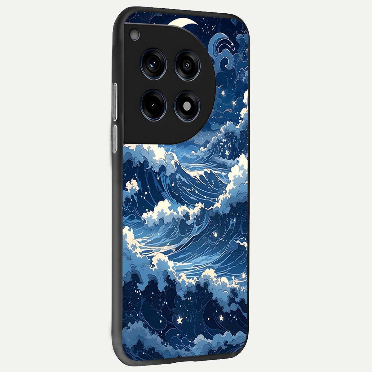  Ocean Moon Waves back cover For OnePlus 12 slim fit glass case with vibrant aesthetic design
