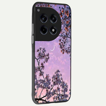  Purple Serenity Moon back cover For OnePlus 12 slim fit glass case with vibrant aesthetic design