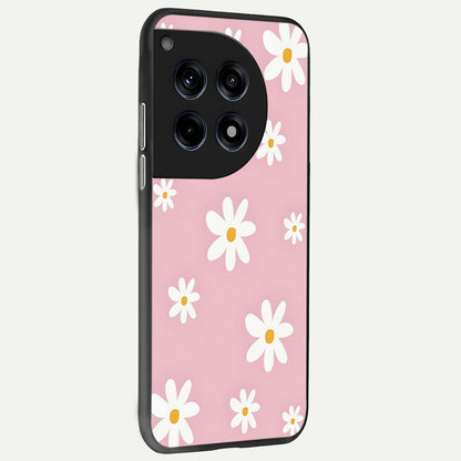  Soft Daisy Bliss back cover For OnePlus 12 slim fit glass case with vibrant aesthetic design