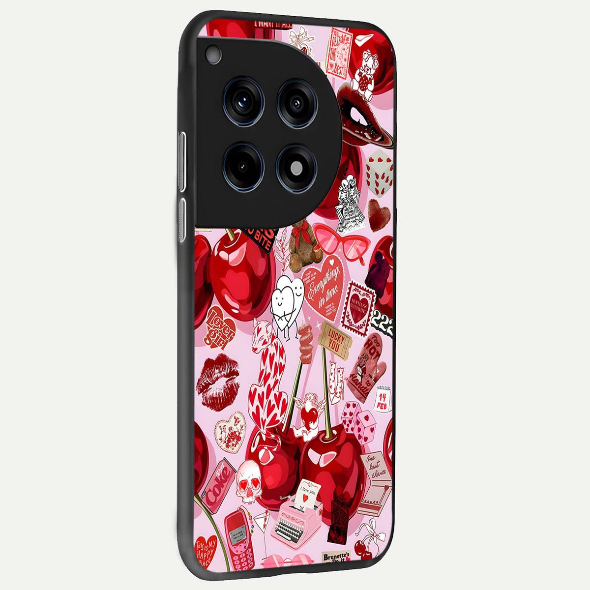  Sweet Cherry Chaos back cover For OnePlus 12 slim fit glass case with vibrant aesthetic design