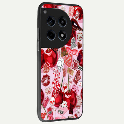  Sweet Cherry Chaos back cover For OnePlus 12 slim fit glass case with vibrant aesthetic design