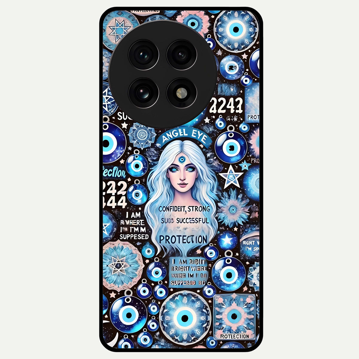  Angel Aura Shield Glass Case For OnePlus 13R back cover – full design glossy printed glass finish