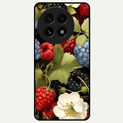  Berry Bloom Charm Glass Case For OnePlus 13R back cover – full design glossy printed glass finish