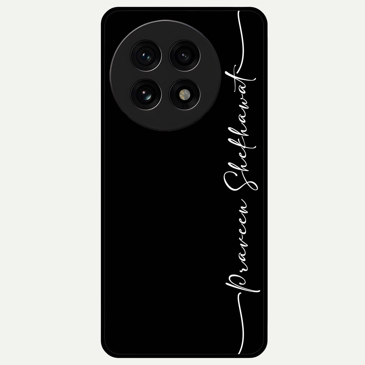  Black Tune Custom Name Glass Case For OnePlus 13R back cover – full design glossy printed glass finish