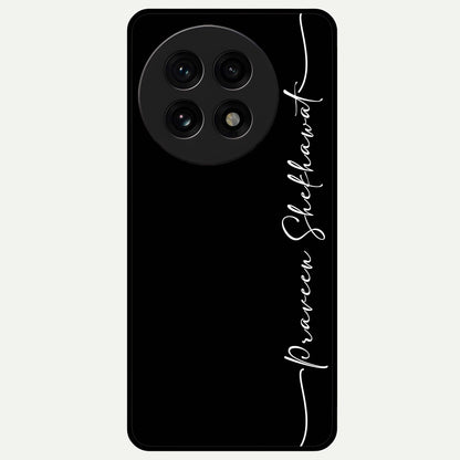  Black Tune Custom Name Glass Case For OnePlus 13R back cover – full design glossy printed glass finish