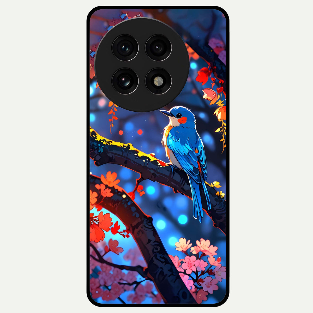  Blooming Water Drift Glass Case For OnePlus 13R back cover – full design glossy printed glass finish