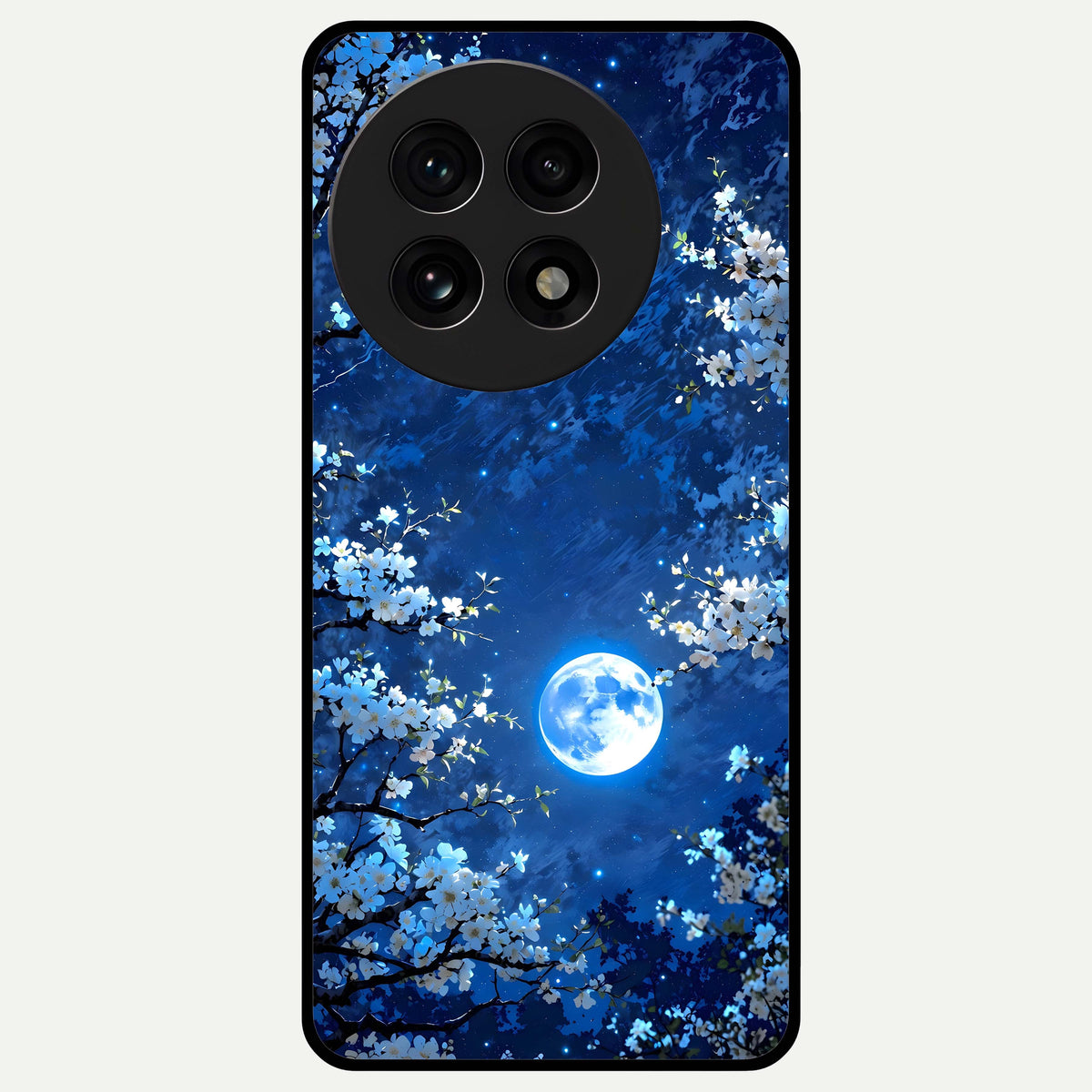  Blossom Moonlight Sky Glass Case For OnePlus 13R back cover – full design glossy printed glass finish