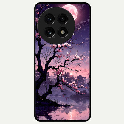  Blossom Pink Moon Glass Case For OnePlus 13R back cover – full design glossy printed glass finish