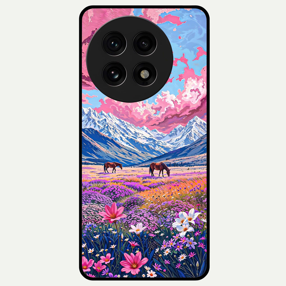  Blossom Valley Dream Glass Case For OnePlus 13R back cover – full design glossy printed glass finish