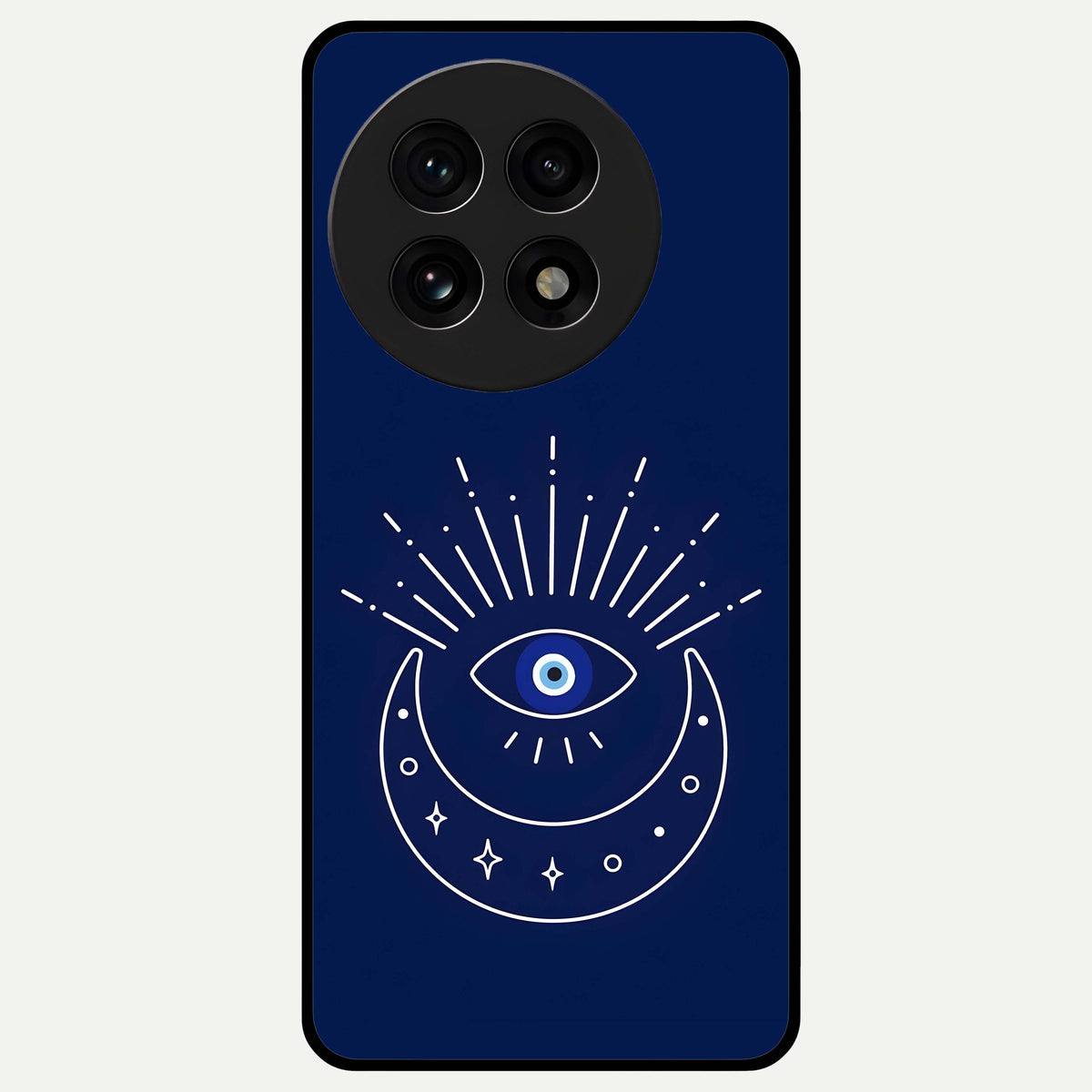  Blue Evil Eye Glass Case For OnePlus 13R back cover – full design glossy printed glass finish