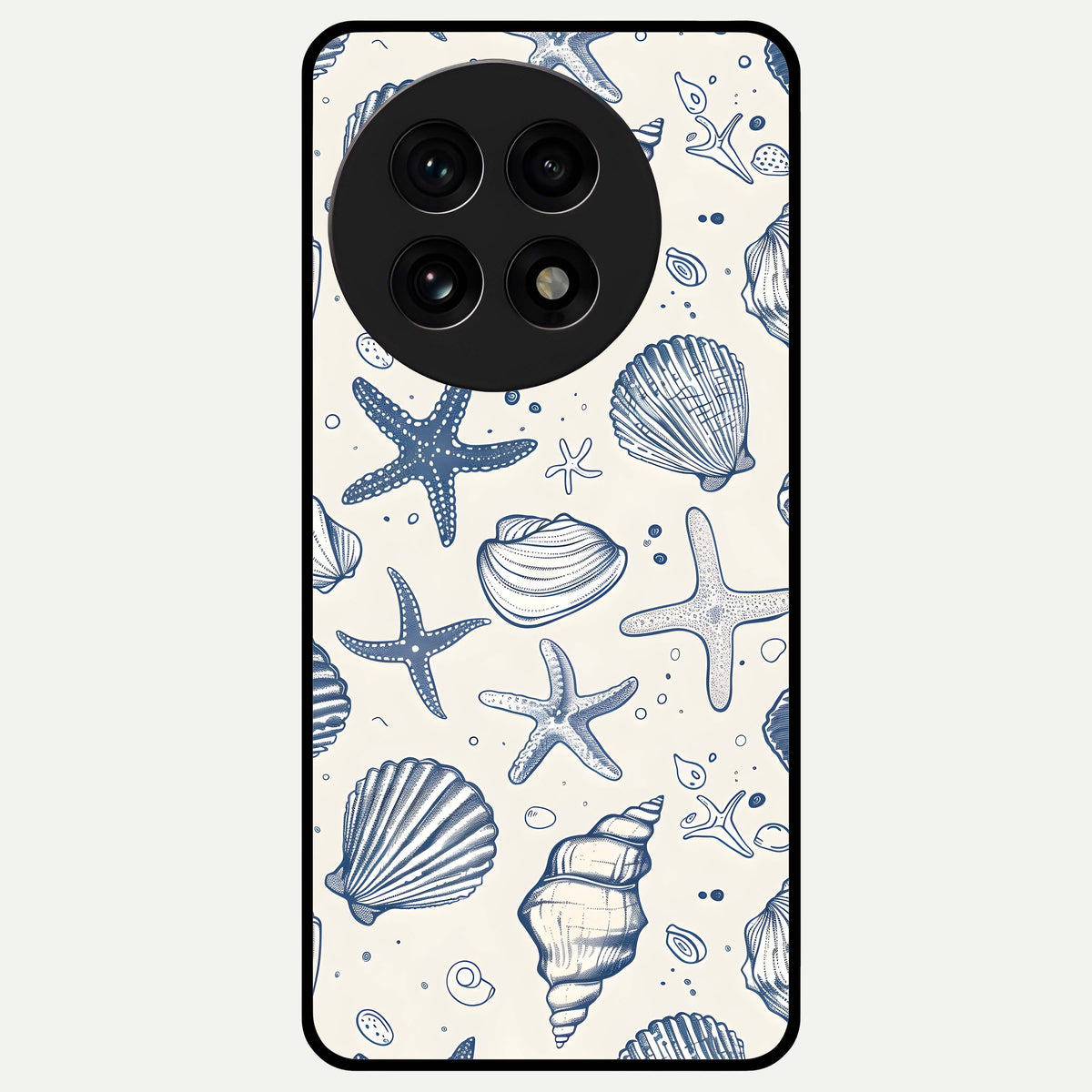  Blue Ocean Outline Glass Case For OnePlus 13R back cover – full design glossy printed glass finish