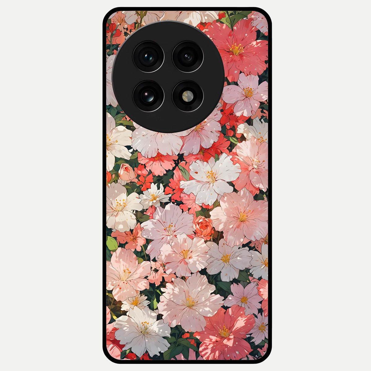  Blush Bloom Field Glass Case For OnePlus 13R back cover – full design glossy printed glass finish