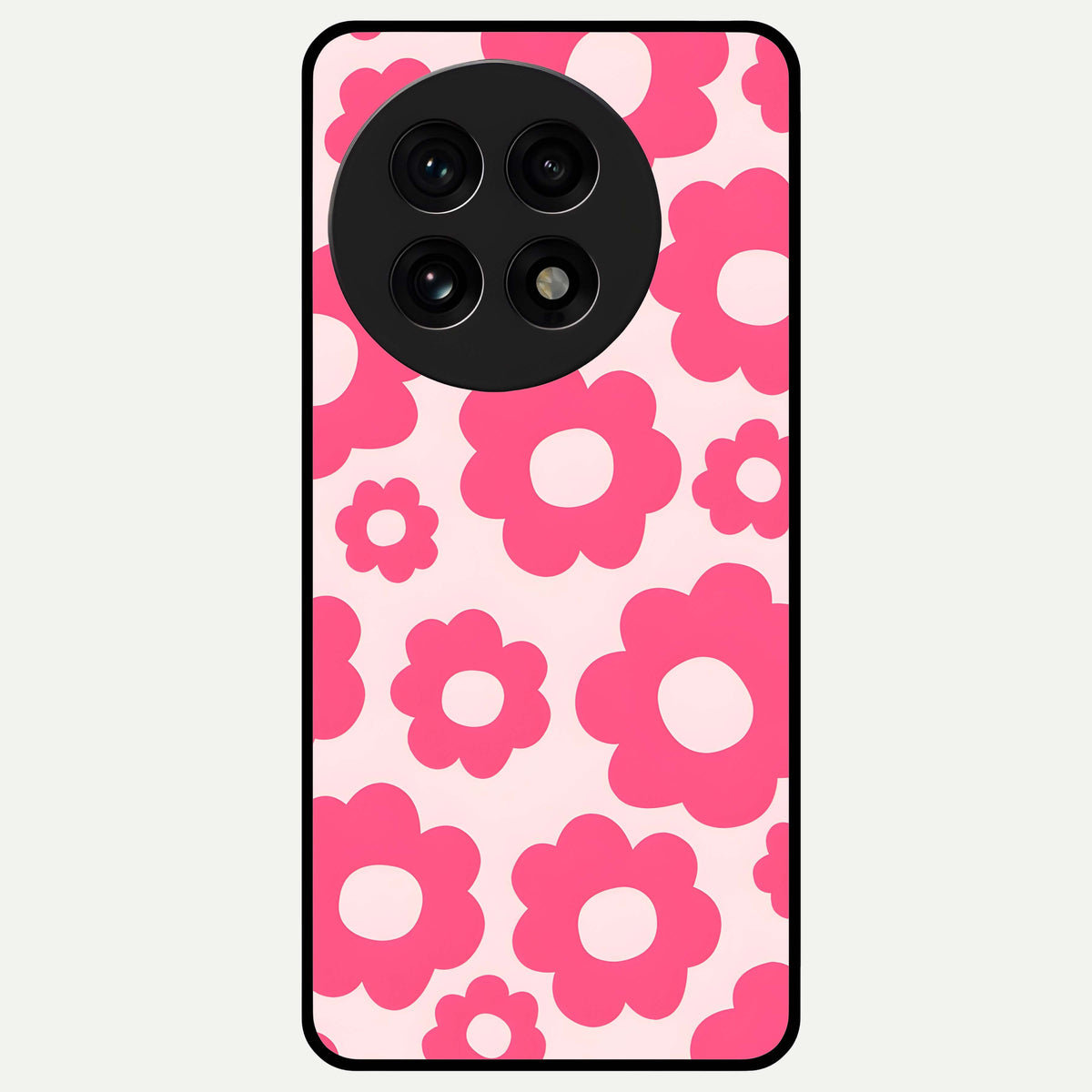  Blush Flower Pop Glass Case For OnePlus 13R back cover – full design glossy printed glass finish