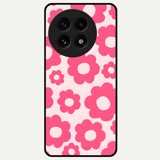  Blush Flower Pop Glass Case For OnePlus 13R back cover – full design glossy printed glass finish