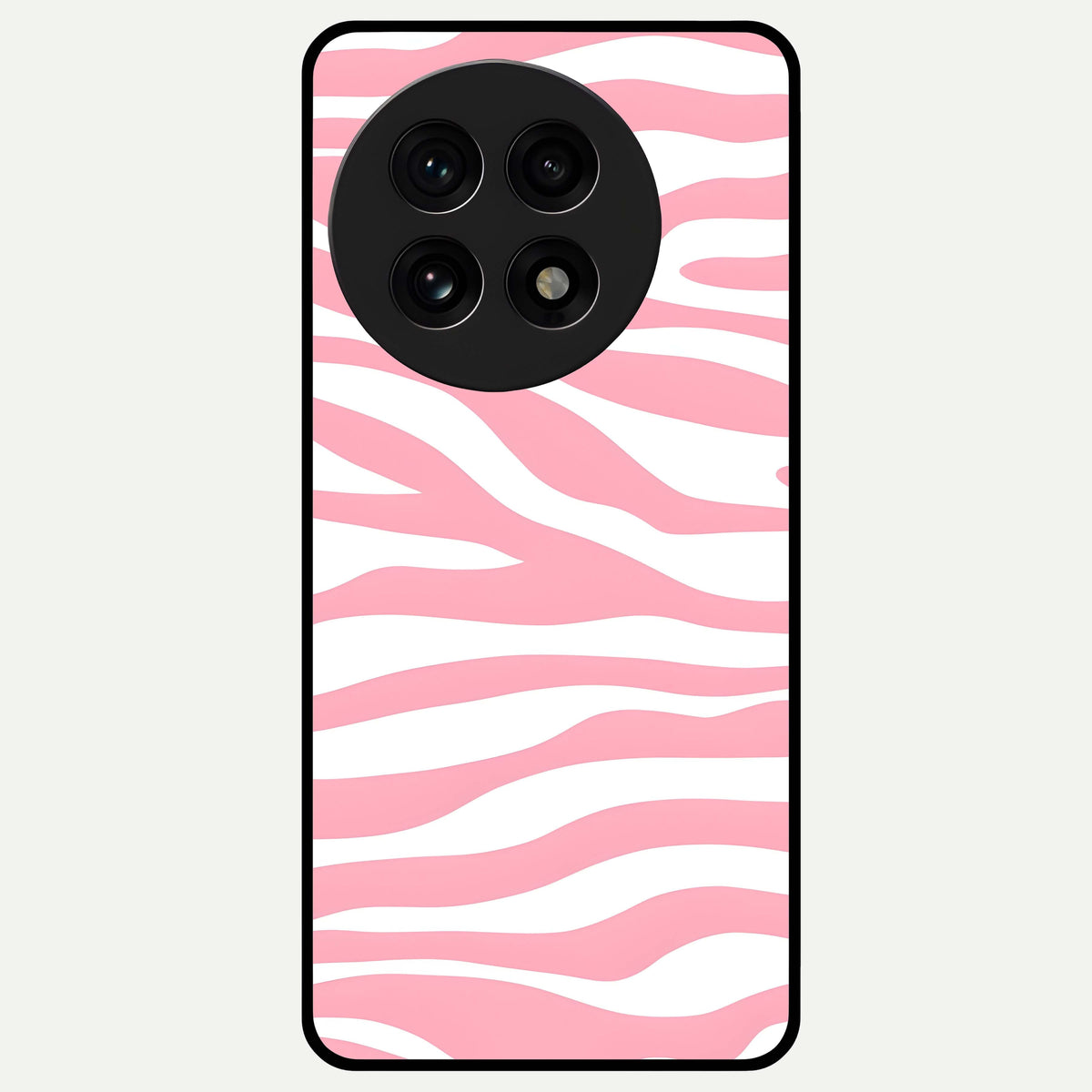  Blush Zebra Flow Glass Case For OnePlus 13R back cover – full design glossy printed glass finish