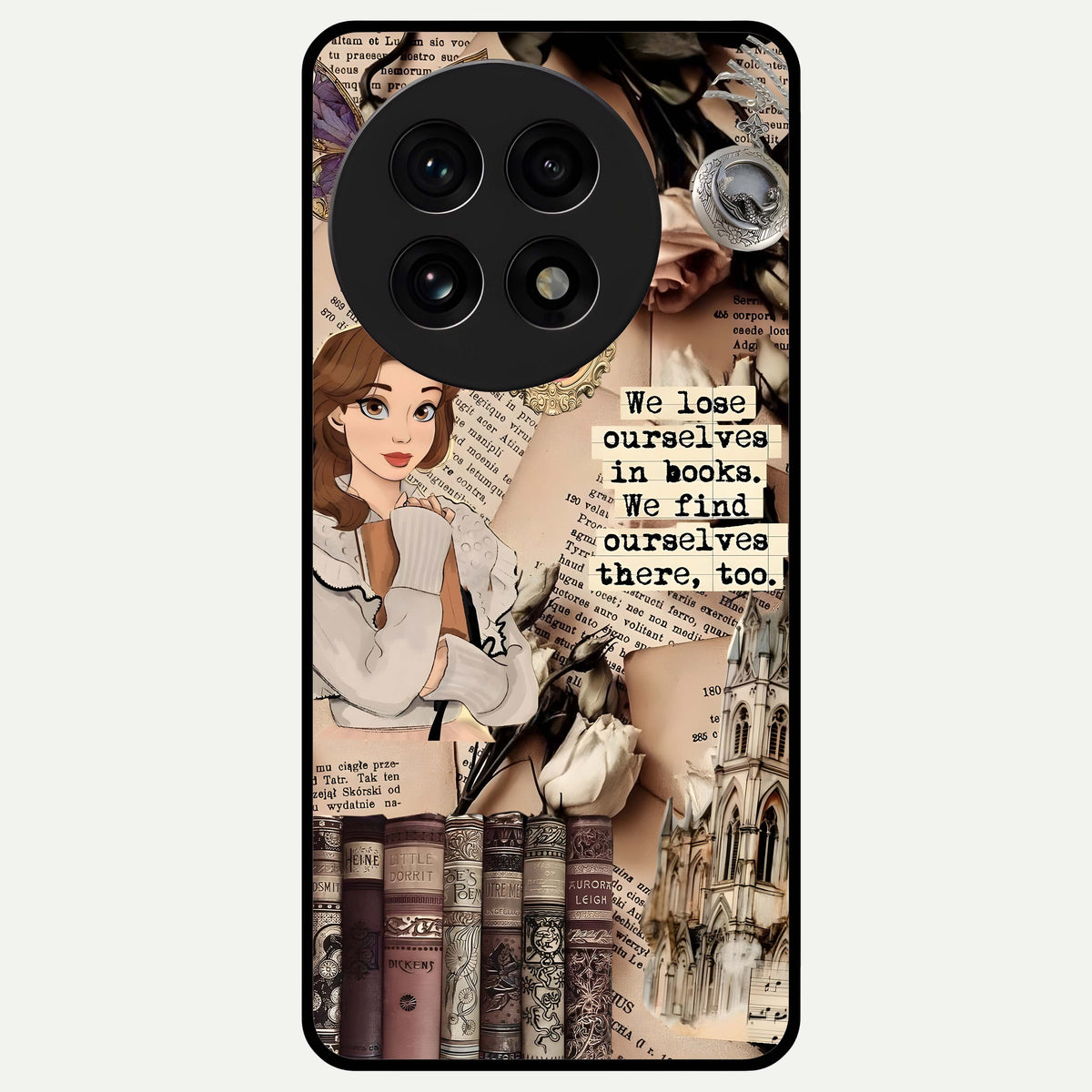  Bookish Dream World Glass Case For OnePlus 13R back cover – full design glossy printed glass finish