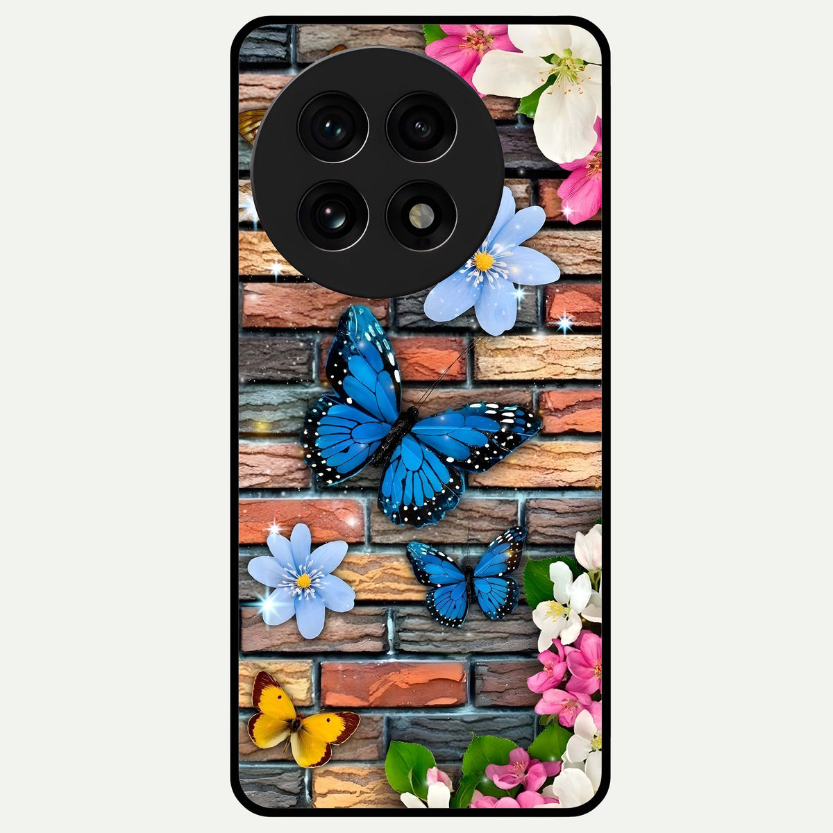  Brick Bloom Flight Glass Case For OnePlus 13R back cover – full design glossy printed glass finish