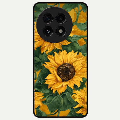  Bright Sunflower Bloom Glass Case For OnePlus 13R back cover – full design glossy printed glass finish