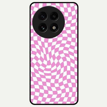  Bubblegum Check Wave Glass Case For OnePlus 13R back cover – full design glossy printed glass finish