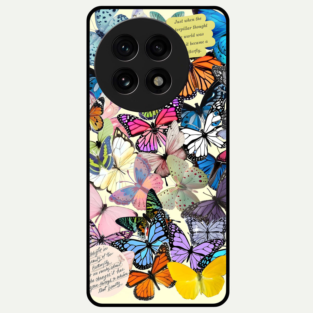  Butterflies Petal Dream Glass Case For OnePlus 13R back cover – full design glossy printed glass finish