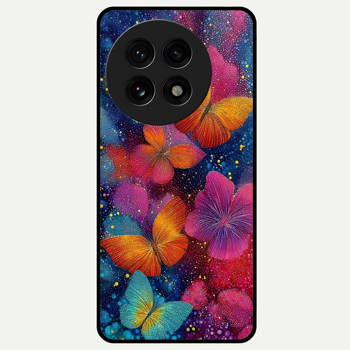  Butterfly Dream Mist Glass Case For OnePlus 13R back cover – full design glossy printed glass finish