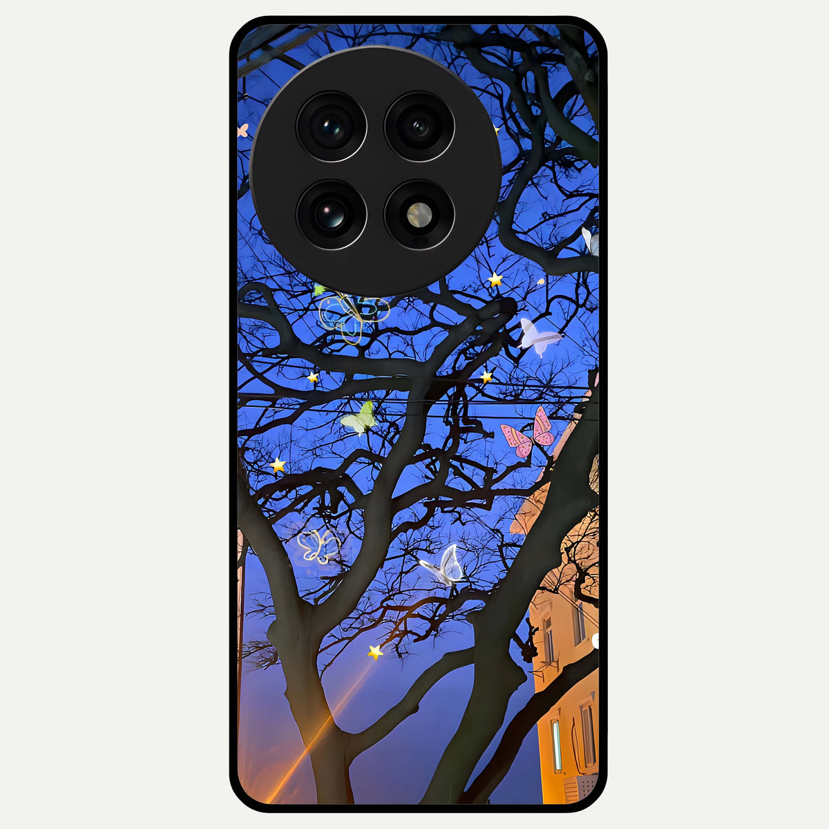  Butterfly Night Magic Glass Case For OnePlus 13R back cover – full design glossy printed glass finish