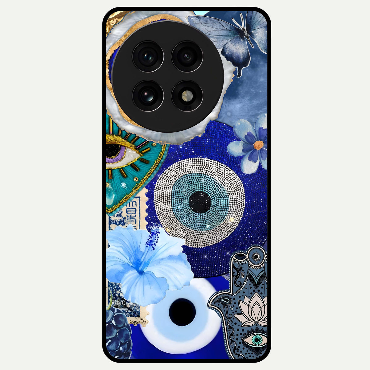  Celestial Blue Vision Glass Case For OnePlus 13R back cover – full design glossy printed glass finish