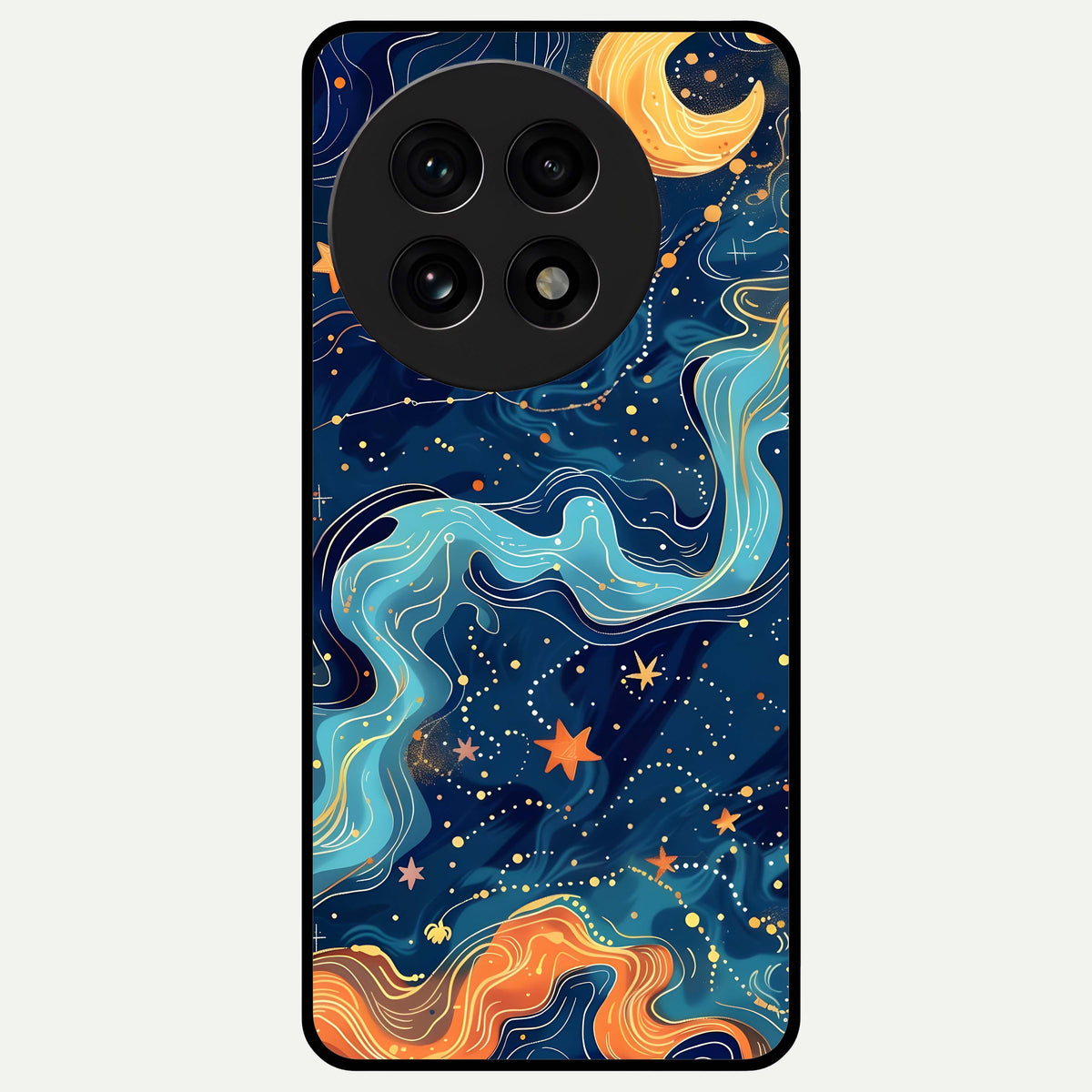  Celestial Dream Flow Glass Case For OnePlus 13R back cover – full design glossy printed glass finish
