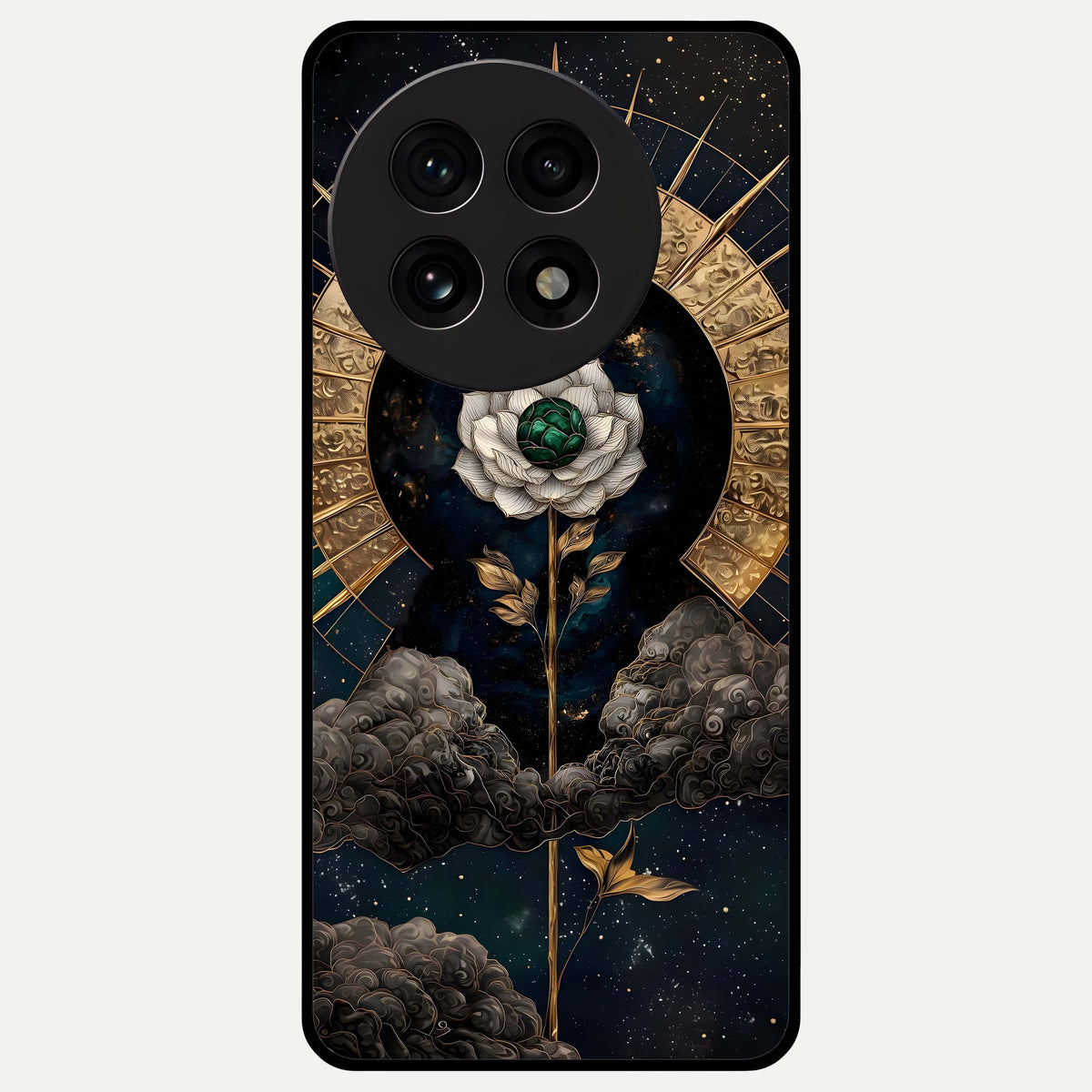  Celestial Lotus Morang Glass Case For OnePlus 13R back cover – full design glossy printed glass finish