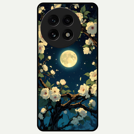  Celestial Moon And Flower Glass Case For OnePlus 13R back cover – full design glossy printed glass finish