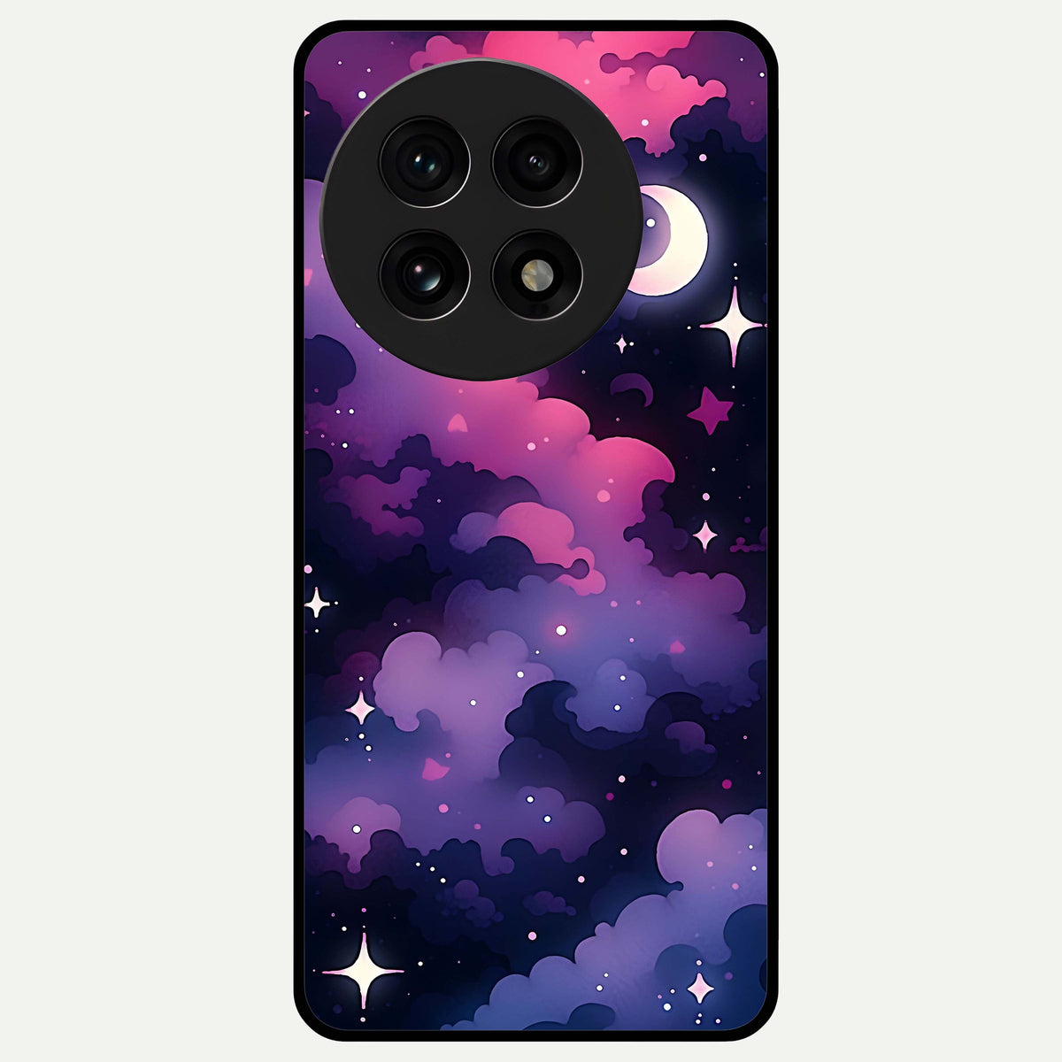  Celestial Moon Magic Glass Case For OnePlus 13R back cover – full design glossy printed glass finish