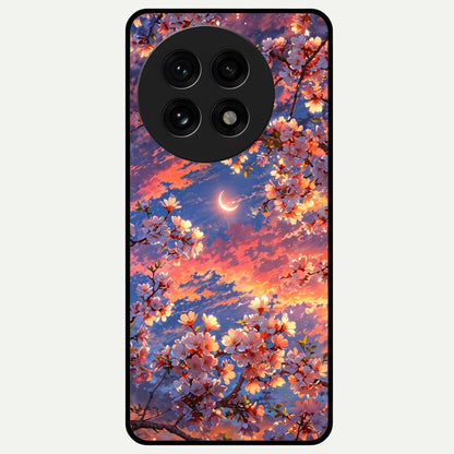  Celestial Sakura Sunset Glass Case For OnePlus 13R back cover – full design glossy printed glass finish