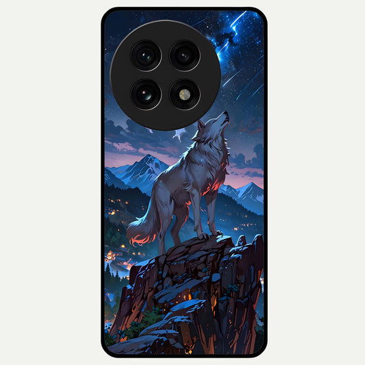  Celestial Wolf Howl Glass Case For OnePlus 13R back cover – full design glossy printed glass finish