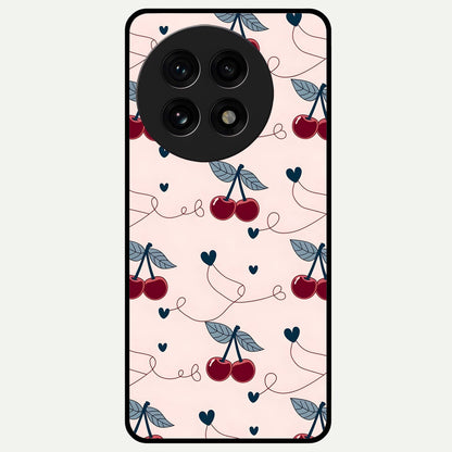  Cherry Heart Line Glass Case For OnePlus 13R back cover – full design glossy printed glass finish