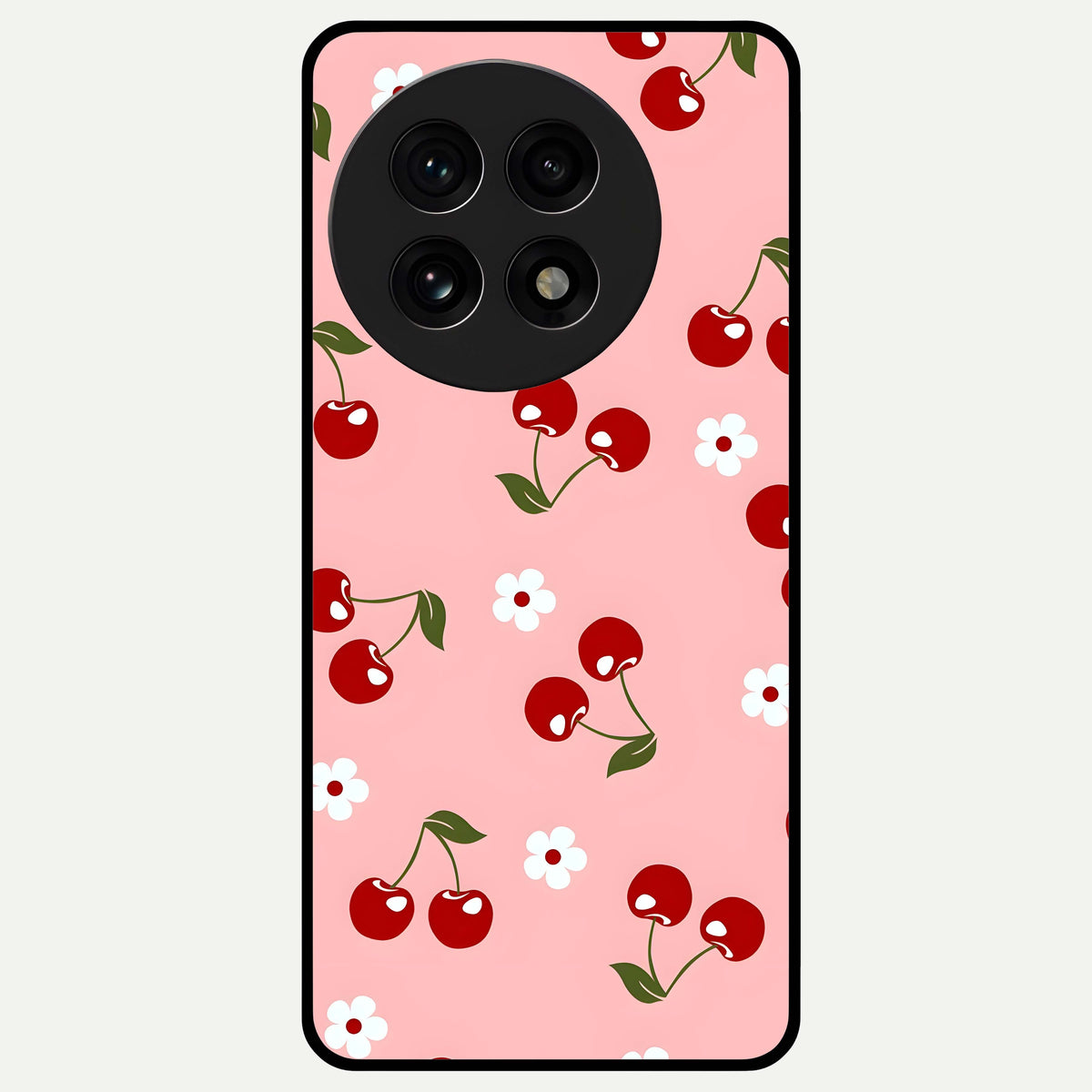  Cherry Love Mood Glass Case For OnePlus 13R back cover – full design glossy printed glass finish