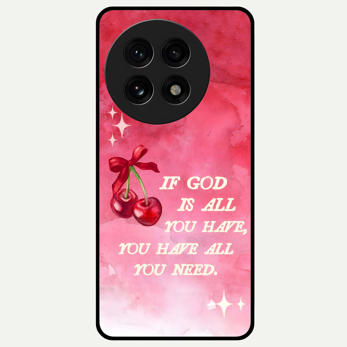  Cherry Quote Glass Case For OnePlus 13R back cover – full design glossy printed glass finish