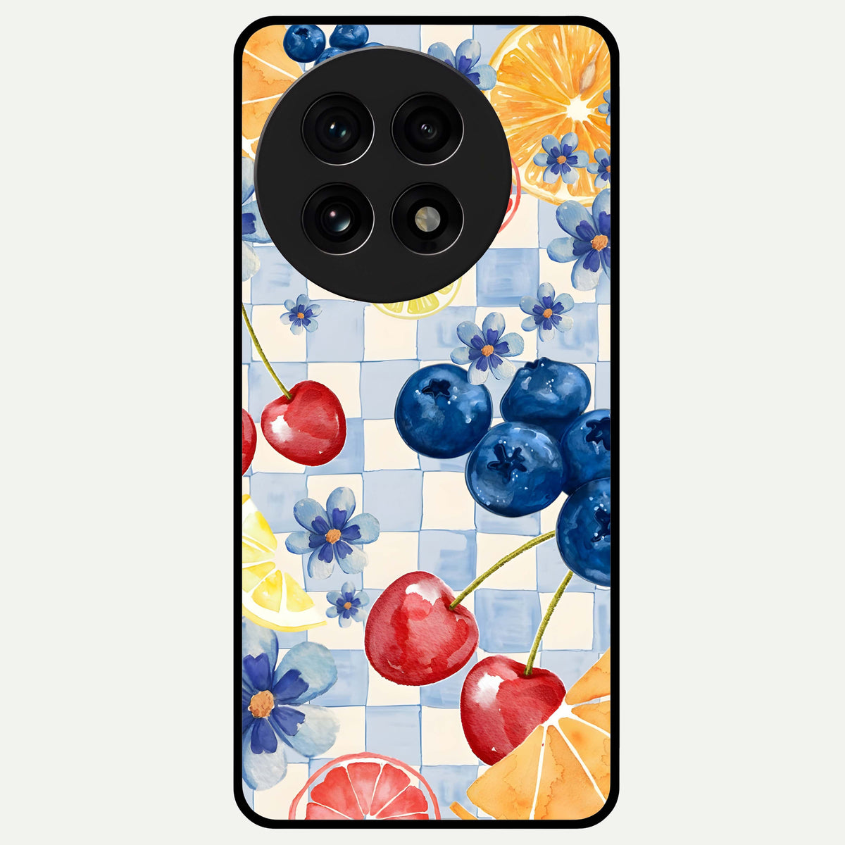  Citrus Bloom Joy Glass Case For OnePlus 13R back cover – full design glossy printed glass finish
