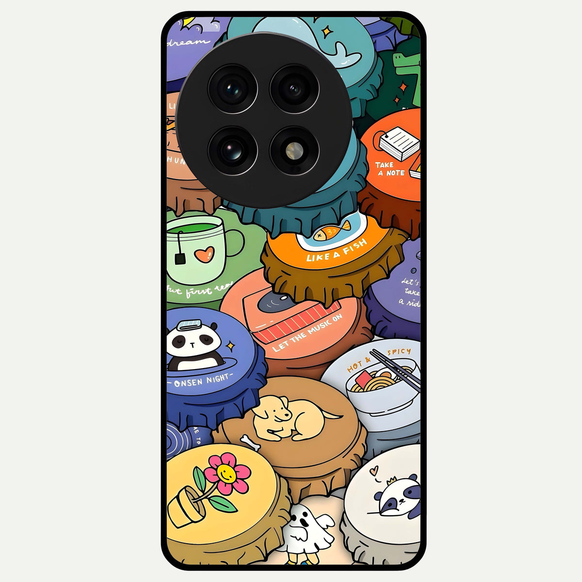  Coins Patterns Glass Case For OnePlus 13R back cover – full design glossy printed glass finish
