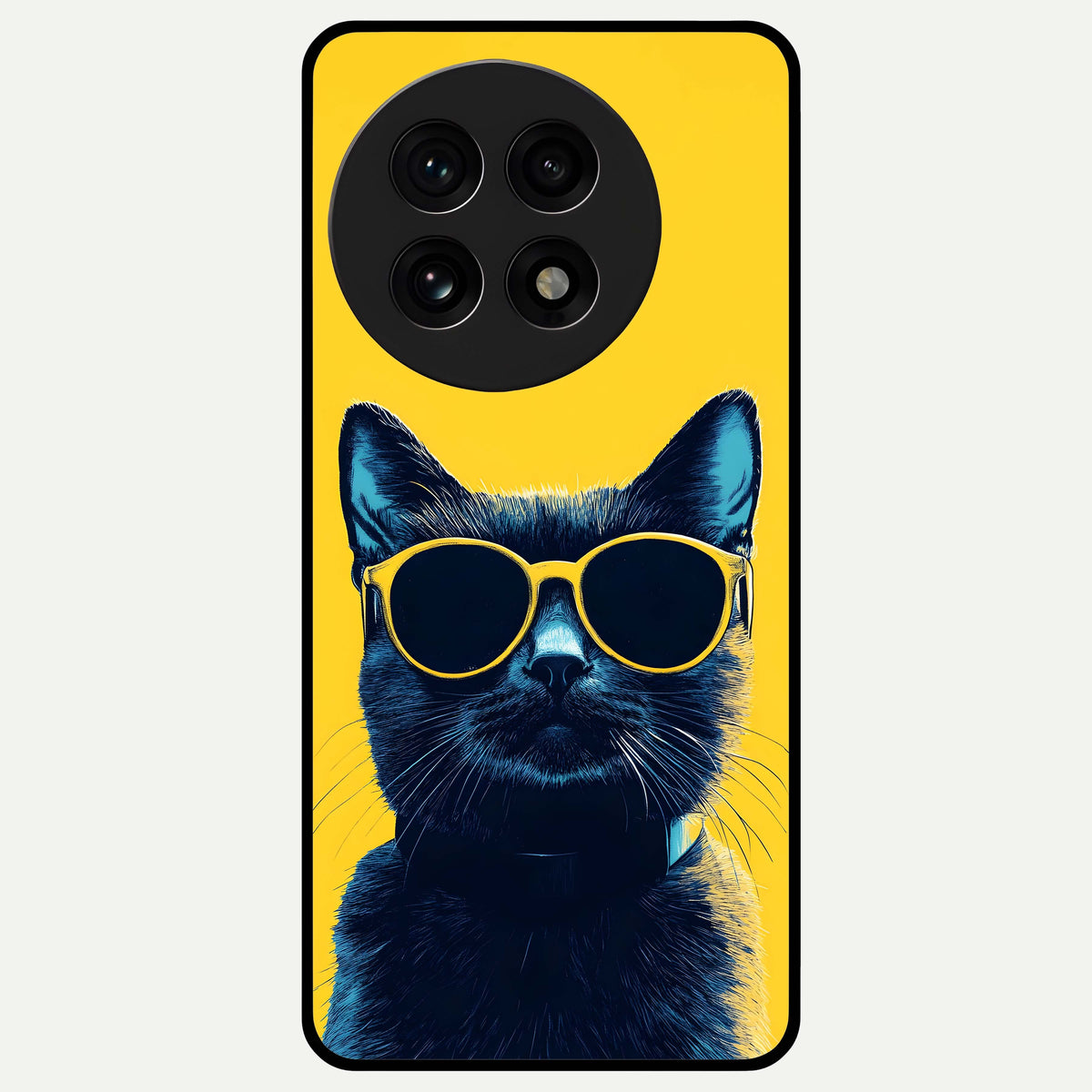  Cool Cat Vibes Glass Case For OnePlus 13R back cover – full design glossy printed glass finish