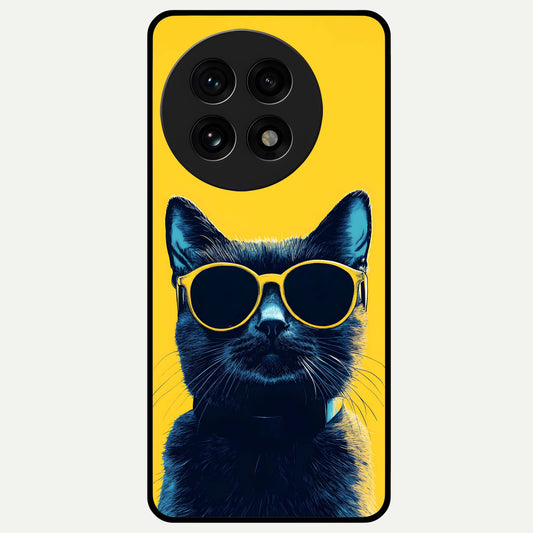  Cool Cat Vibes Glass Case For OnePlus 13R back cover – full design glossy printed glass finish