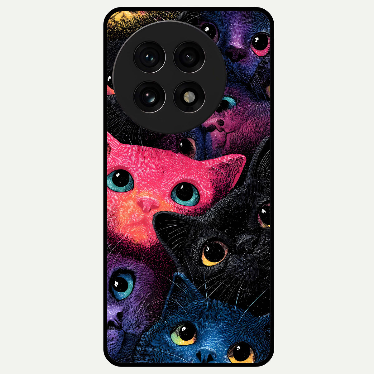  Cosmic Cats Dreams Glass Case For OnePlus 13R back cover – full design glossy printed glass finish