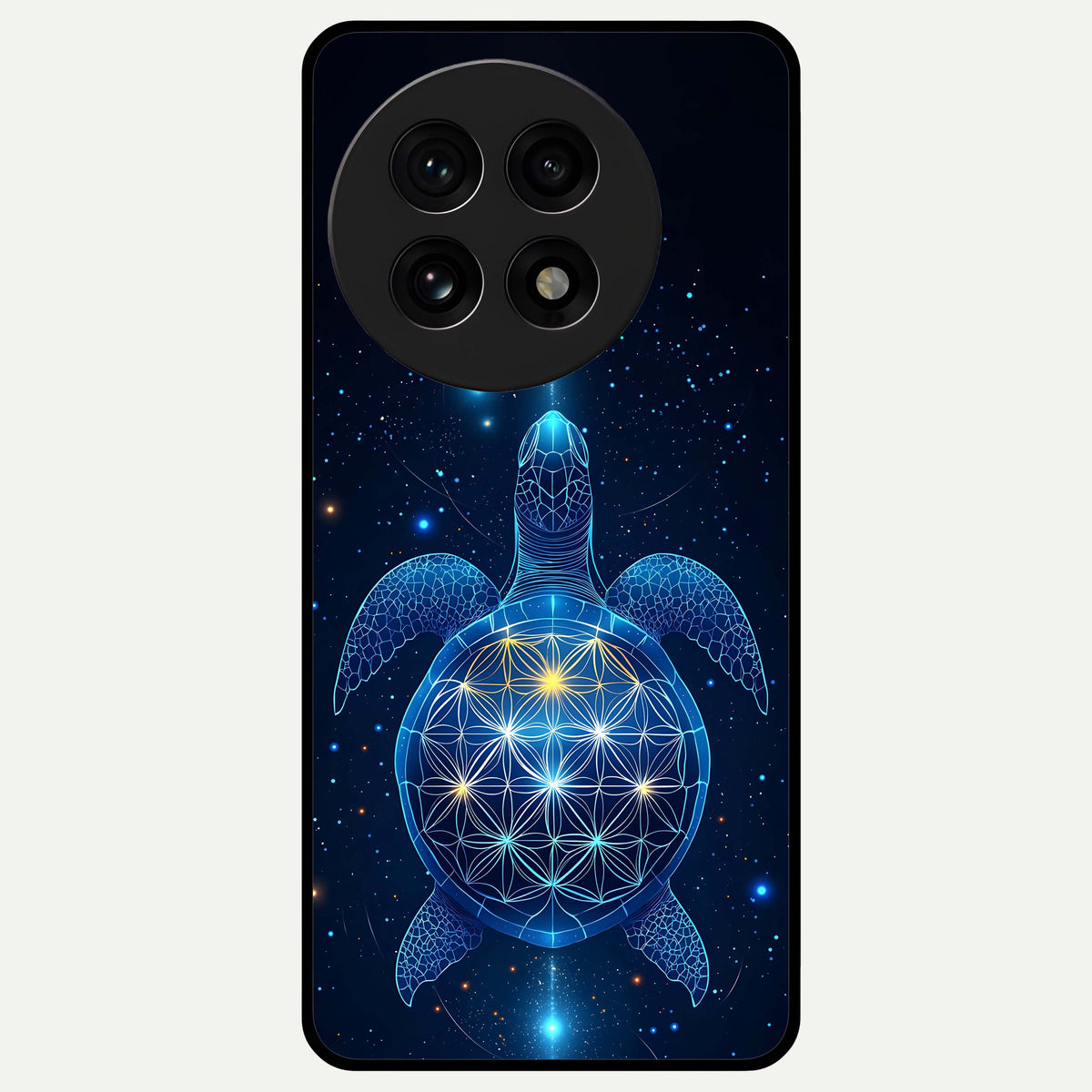  Crimson Blue Turtle Glass Case For OnePlus 13R back cover – full design glossy printed glass finish