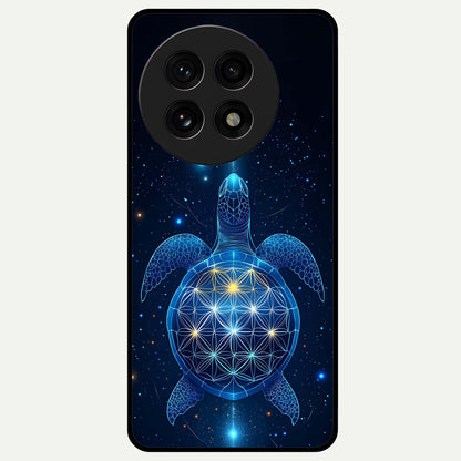  Crimson Blue Turtle Glass Case For OnePlus 13R back cover – full design glossy printed glass finish